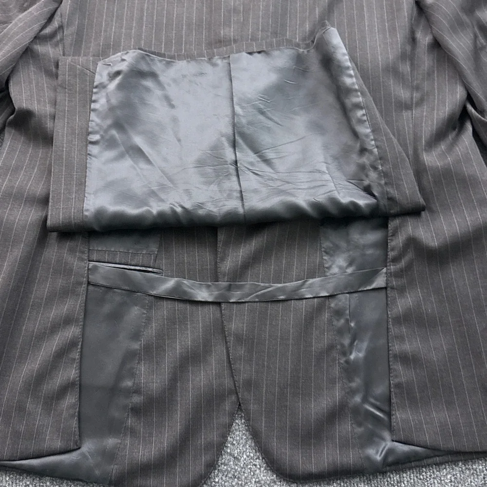 Brooks Brothers 1818 Regent Blazer Mens 48R Grey Pinstripe Wool Estrato USA